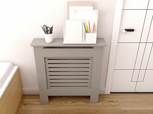 White radiator cover grey mdf - white,