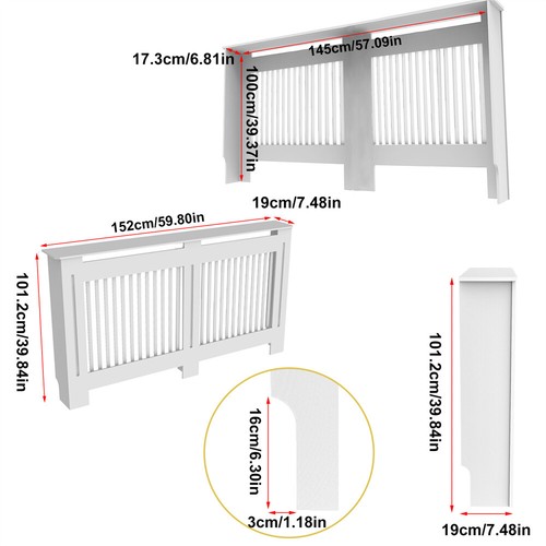 100cm tall radiator - 92/100cm, cover